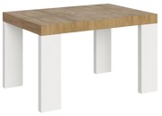 Tavolo allungabile Roxell Mix piano e gambe in diverse finiture, 90x130/264 cm / Quercia Natura / Bianco Frassino