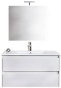 Mobile bagno sospeso 90 cm con lavabo e specchio bianco portuna - Federica 93827