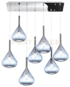Sospensione cromo 7 luci rettangolare vetri blu 1177cr-s7 r-bl