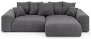 Divano angolare grigio allungabile/con contenitore (con composizione variabile) con rivestimento in velluto a coste Luma – Ropez
