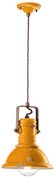 Lampadario Industrial Ferro E Ceramica Vintage Giallo 1 Luce E27 23Cm