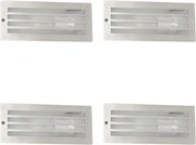 Set di 4 faretti da incasso moderni in acciaio IP44 - Hurricane