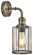 Applique Industrial-Nordico Tubi Acciaio Ottone Vetro 1 Luce E27