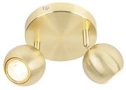 Faretto rotondo retrò in ottone con placca a soffitto 2 luci - Gissi