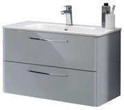 Mobile da bagno sotto lavabo Best laccato lucido grigio chiaro L 79.5 x H 50 x P 45.5 cm 2 cassetti, lavabo non incluso