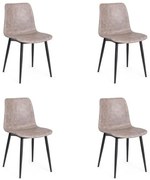 Sedia Da Interno In Ecopelle Beige Vintage Senza Braccioli Kyra Bizzotto - 4 Pz