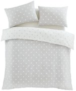 Set copripiumino e federa bianco e grigio in flanella per letto matrimoniale e per letto esteso 230x220 cm Polka Dot – Catherine Lansfield