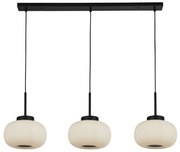 Lampadario Contemporaneo Lumina Acciaio Bianco Vetro Nero 3 Luci E27