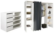 Set guardaroba estensibile + credenza Bianco e Antracite- EMERIC