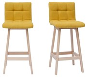 Sgabello da bar tessuto effetto velluto giallo senape 65cm set di 2 KLARIS