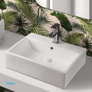 Lavabo D'Appoggio/Sospeso In Ceramica Da 52 cm Bianco Lucido