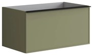 Mobile da bagno sospeso sotto lavabo L 80 x H 40 x P 45.5 cm verde laccato opaco, 2 cassetti Pixel frame