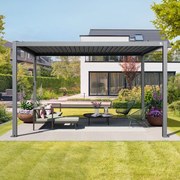 PRIMEYARD Pergola 3x4m, tetto lamellare, grigio perla - (400107)