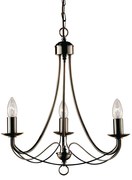 Lampadario Industrial-Nordico Maypole Acciaio Ottone 3 Luci E14