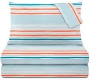 Completo letto matrimoniale righe azzurre arancione