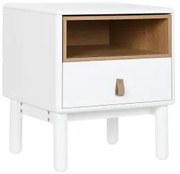 Comodino Home ESPRIT Bianco Naturale Poliuretano Legno MDF 48 x 40 x 55 cm