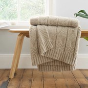 Coperta beige a maglia 150x200 cm Cable Knit - Bianca