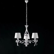 Lampadario Shabby Chic Lucy Bianco 3 Luci Paralume Bianco