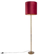 Lampada da terra oro paralume rosso 40 cm - SEMPLO