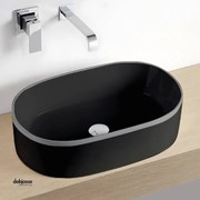 Lavabo D'Appoggio Ovale "Break The Rules" Da Diam.56,5 Cm In Ceramica Finitura Nero Matto