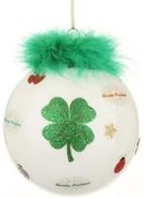 Pallina Natale quadrifoglio verde 10 cm Good Luck