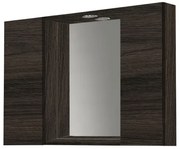 Specchiera bagno in legno 81 cm a 2 ante con faretto LED Olmo Caffč