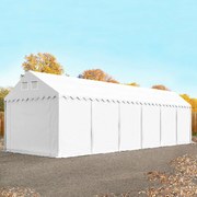 TOOLPORT 4x12 m tenda capannone, altezza 2,6m, PVC 800, telaio perimetrale, bianco, con statica (sottofondo in cemento) - (67632)