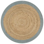 Tappeto Lavorato A Mano İn Juta Con Bordo Verde Oliva 120 Cm /