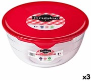 Porta Pranzo Rotondo con Coperchio Ô Cuisine Prepstore Ocu Rosso 2 L 22 x 22 x 11 cm Vetro (3 Unità)