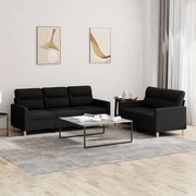 Set Di Divani 2 Pz Con Cuscini Nero İn Tessuto /