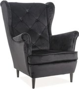 Poltrona Lady in velluto nero Blu19/wenge