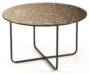 Tavolino tondo con piano vetro temperato effetto martellato Bronzo JON 60