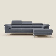 Donatello Divano angolare con sedute scorrevoli braccioli contenitore e poggiatesta in tessuto morbido smacchiabile T23 blu grafite