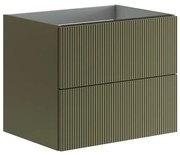 Mobile da bagno sospeso sotto lavabo L 59.5 x H 50 x P 45.5 cm verde laccato opaco, 2 cassetti VISOBATH Opera