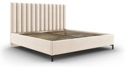 Letto matrimoniale imbottito beige con contenitore con griglia 180x200 cm Casey - Mazzini Beds