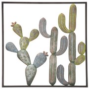 Pannello Decorativo in Ferro con Motivo Cactus - cm 50x1,3x50