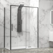 Kamalu - Box doccia 75x120 colore nero vetro 6mm altezza 200h | KLA-4000N