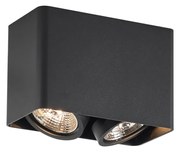 Faretto di design da superficie nero GU10 70mm 2-luci orientabile e inclinabile - Vox