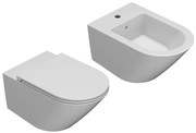 Coppia sanitari sospesi Vaso con sedile soft close e bidet in ceramica bianco opaco Forty 3 Globo