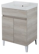 Lavatoio a Terra 60x46,8 Due Ante Con Vasca Feridras "Alba" Rovere Grigio