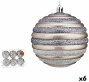 Set di palline di Natale Cerchi 10 cm Argentato Plastica (6 Unità)