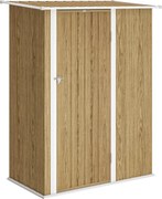 Capanno Porta Attrezzi 142x86x189 cm con Tetto Inclinato e Porta Bloccabile in Metallo color Legno...