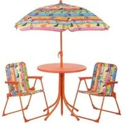Set tavolino, ombrellone e 2 sedie per bambini arancione