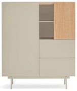 Cassettiera alta beige/naturale in rovere 100x45 cm Otto - Teulat