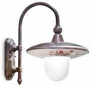 Applique Esterno Classica Latina Metallo Ceramica Nero Sfumato Rame 1 Luce E27