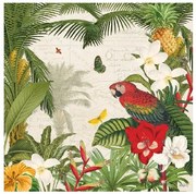 Salvadori Arte tela stile tropicale dipinta a mano "Parrot paradise II" mis 50 x 50