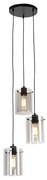 Lampada a sospensione di design nera con vetro fumé 3 luci - Dome