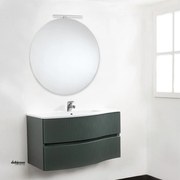 Mobile Bagno Sospeso "Shape" Da 90 Cm Composto Da Due Cassetti Finitura Verde Bottiglia