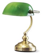 Lampada Da Scrivania In Metallo Classica Ministero Oro Verde 1 Luce E14 Piccola