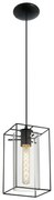 Lampadario Moderno Loncino nero paralume trasparente E27 Ø15cm EGLO